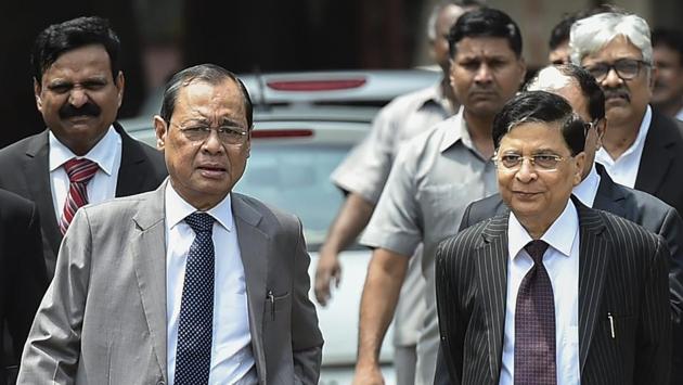 With just 20 working days left in the term of CJI Dipak Misra, verdicts in at least 10 important cases, including a key case related to the Ram Janmabhoomi-Babri Masjid are expected over the next few weeks. Misra has also recommended the name of Justice Ranjan Gogoi as his successor in a letter to the government. Justice Gogoi is the senior-most judge of the top court after Chief Justice Misra. (Arun Sharma / PTI File) 