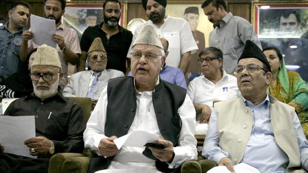 National Conference leader Farooq Abdullah said his party will not participate in local body elections unless the Centre and the state government clear their position on Article 35 A and take effective steps for its protection. The Supreme Court has been hearing petitions filed by NGOs and individuals against the article of the Constitution that restricts property ownership and government jobs to permanent residents of Jammu and Kashmir. (HT Photo) National Conference leader Farooq Abdullah said his party will not participate in local body elections unless the Centre and the state government clear their position on Article 35 A and take effective steps for its protection. The Supreme Court has been hearing petitions filed by NGOs and individuals against the article of the Constitution that restricts property ownership and government jobs to permanent residents of Jammu and Kashmir. (HT Photo)