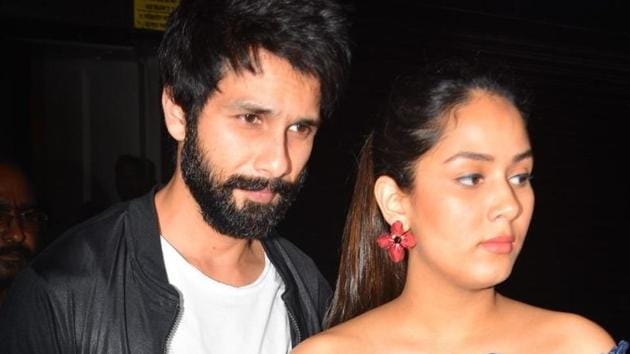 Actor Shahid Kapoor along with his wife Mira Rajput seen at Mumbai's Bandra.(IANS)