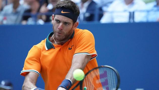 Juan Martin del Potro plays against John Isner during their US Open quarter-final encounter. (AFP) Juan Martin del Potro plays against John Isner during their US Open quarter-final encounter. (AFP)