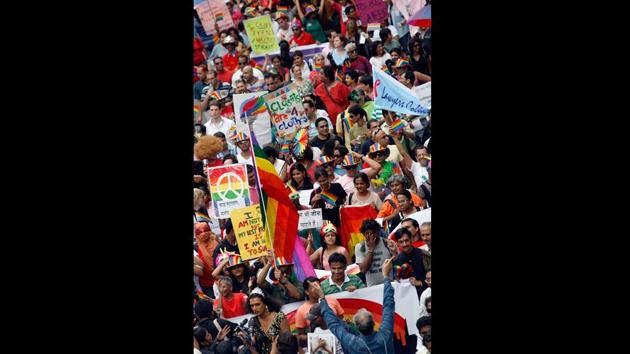 Participants march during ‘Queer Azadi Mumbai 2008’ a parade for LGBT rights, in Mumbai, 2008. As momentum against the British era law grew across the country, the Supreme Court ordered the Delhi court to hear the case again. As a result, on July 2, 2009 the Delhi High Court decriminalised Section 377, ruling that consenting intercourse between two adults was not illegal. (Arko Datta / REUTERS File)