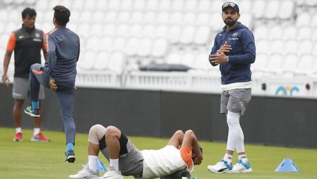 India captain Virat Kohli trains at the Oval in London.(AP)