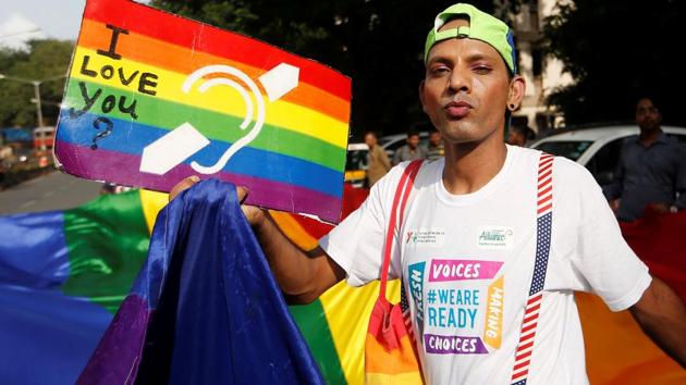 LGBT activists celebrate the Supreme Court judgment on Thursday.(Reuters) LGBT activists celebrate the Supreme Court judgment on Thursday.(Reuters)