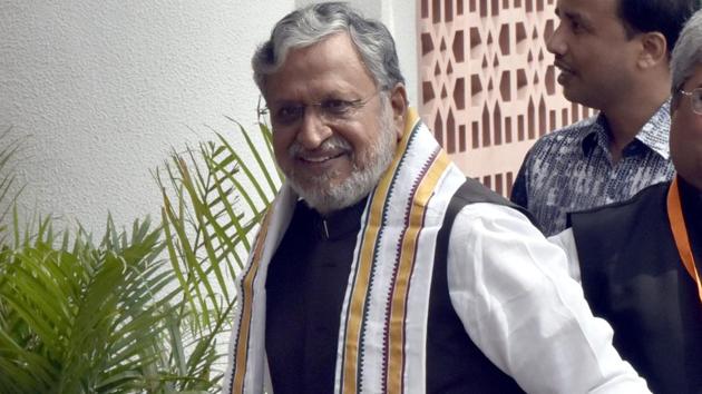Deputy Chief Minister of Bihar Sushil Kumar Modi arrives for the BJP Chief Ministers' Council meeting in New Delhi, on Tuesday, August 28, 2018. His cousin’s Patna residence was raided on September 6 in connection with the Srijan scam. (Sonu Mehta/HT Photo) Deputy Chief Minister of Bihar Sushil Kumar Modi arrives for the BJP Chief Ministers' Council meeting in New Delhi, on Tuesday, August 28, 2018. His cousin’s Patna residence was raided on September 6 in connection with the Srijan scam. (Sonu Mehta/HT Photo)