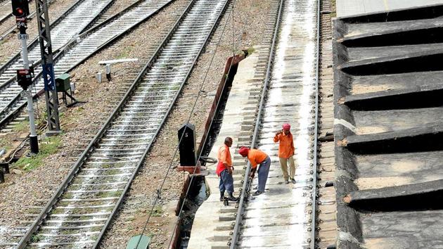 A train ran over the woman’s leg while she was crossing the railway track in Faridabad. (AFP (Pic for representational purposes only)) A train ran over the woman’s leg while she was crossing the railway track in Faridabad. (AFP (Pic for representational purposes only))