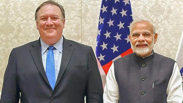 PM Narendra Modi with US Secretary of State Michael Pompeo and US Secretary of Defence James Mattis in New Delhi. (PTI Photo) PM Narendra Modi with US Secretary of State Michael Pompeo and US Secretary of Defence James Mattis in New Delhi. (PTI Photo)