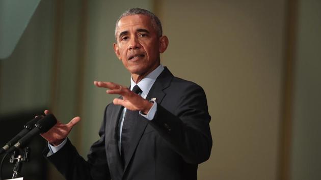 Former President Barack Obama speaks to students at the University of Illinois where he accepted the Paul H. Douglas Award for Ethics in Government on September 7, 2018 in Urbana, Illinois. (AFP Photo) Former President Barack Obama speaks to students at the University of Illinois where he accepted the Paul H. Douglas Award for Ethics in Government on September 7, 2018 in Urbana, Illinois. (AFP Photo)