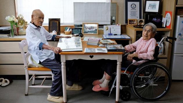 World’s oldest living married couple Masao Matsumoto (108) (L) and Miyako Matsumoto (100) look at albums in their room at a nursing house in Takamatsu, Kagawa prefecture, Japan. (Kwiyeon Ha / REUTERS) World’s oldest living married couple Masao Matsumoto (108) (L) and Miyako Matsumoto (100) look at albums in their room at a nursing house in Takamatsu, Kagawa prefecture, Japan. (Kwiyeon Ha / REUTERS)