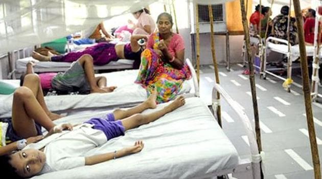 A view of the Hindu Rao Hospital's dengue ward in New Delhi. (Saumya Khandelwal/ HT Photo) A view of the Hindu Rao Hospital's dengue ward in New Delhi. (Saumya Khandelwal/ HT Photo)