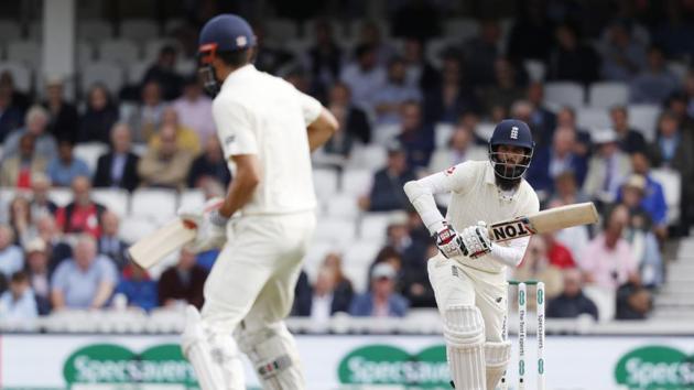 England's Moeen Ali plays a shot on the first day of the fifth Test cricket match between England and India at The Oval in London on September 7, 2018. (AFP) England's Moeen Ali plays a shot on the first day of the fifth Test cricket match between England and India at The Oval in London on September 7, 2018. (AFP)