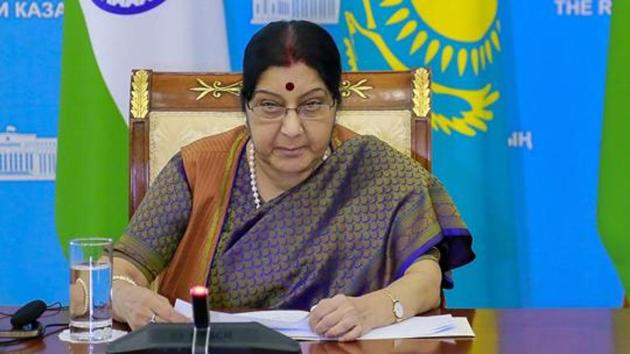 External Affairs Minister Sushma Swaraj with her Kazakhstani counterpart Kairat Abdrakhmanov during India-Kazakhstan Bilateral Meet, in Astana. (PTI File Photo) External Affairs Minister Sushma Swaraj with her Kazakhstani counterpart Kairat Abdrakhmanov during India-Kazakhstan Bilateral Meet, in Astana. (PTI File Photo)