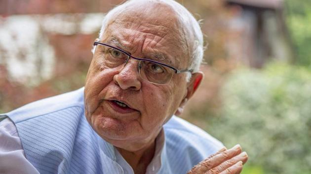 Farooq Abdullah made the statement while addressing party workers at a function here to mark the 36th death anniversary of his father and NC founder Sheikh Mohammad Abdullah.(PTI) Farooq Abdullah made the statement while addressing party workers at a function here to mark the 36th death anniversary of his father and NC founder Sheikh Mohammad Abdullah.(PTI)
