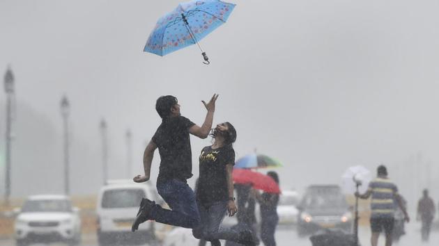 Palam in New Delhi received the heaviest spell, registering around 42mm rainfall. (PTI Photo) Palam in New Delhi received the heaviest spell, registering around 42mm rainfall. (PTI Photo)