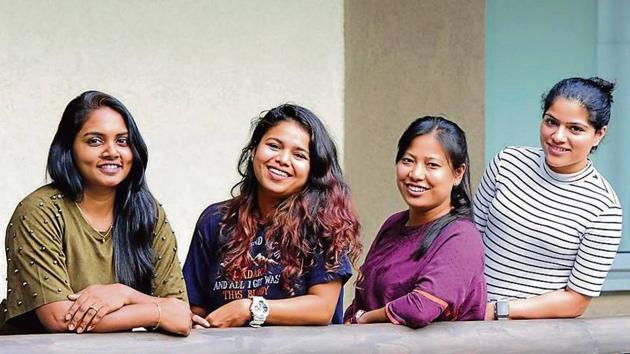 (From left) Lt Commander Swati P, Lt Payal Gupta, Lt Vijaya Devi and Lt Commander Pratibha Jamwal in Mohali. (HT Photo) (From left) Lt Commander Swati P, Lt Payal Gupta, Lt Vijaya Devi and Lt Commander Pratibha Jamwal in Mohali. (HT Photo)