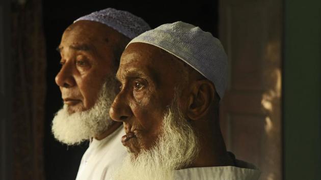 (L-R) Brothers and retired teachers of Rongpur-1 (near Silchar) Moinuddin Mozumder and Alauddin Mozumder’s names are missing from the National Register of Citizens (NRC) final draft. The exercise being conducted in Assam, does not include the names of 40 lakh people (approx) in its final draft. Four lakh (approx) from the Bengali-dominated Barak valley haven’t made it to the list. What if this is by design, they ask. (Samir Jana / HT Photo) (L-R) Brothers and retired teachers of Rongpur-1 (near Silchar) Moinuddin Mozumder and Alauddin Mozumder’s names are missing from the National Register of Citizens (NRC) final draft. The exercise being conducted in Assam, does not include the names of 40 lakh people (approx) in its final draft. Four lakh (approx) from the Bengali-dominated Barak valley haven’t made it to the list. What if this is by design, they ask. (Samir Jana / HT Photo)