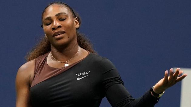 Serena Williams reacts to a point while playing Naomi Osaka in the US Open final. (AFP) Serena Williams reacts to a point while playing Naomi Osaka in the US Open final. (AFP)