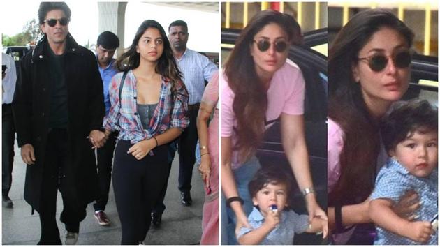 Shah Rukh was spotted with daughter Suhana, while Kareena was spotted with son Taimur.(Viral Bhayani)