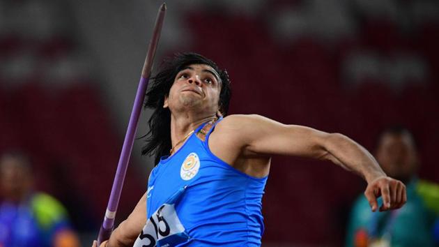 India's Neeraj Chopra competes in the final of the men's javelin throw athletics event during the 2018 Asian Games in Jakarta.(AFP) India's Neeraj Chopra competes in the final of the men's javelin throw athletics event during the 2018 Asian Games in Jakarta.(AFP)