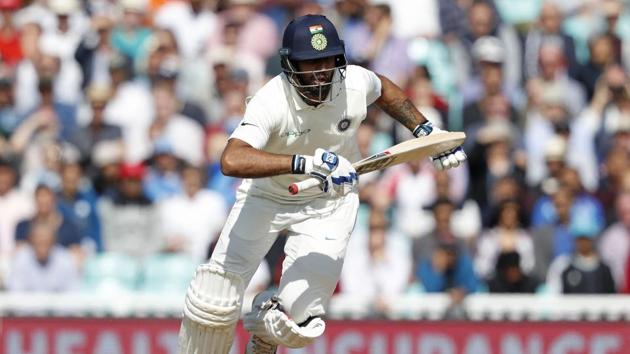 Hanuma Vihari takes a run during his innings of 56 at the Oval on Sunday.(AFP) Hanuma Vihari takes a run during his innings of 56 at the Oval on Sunday.(AFP)