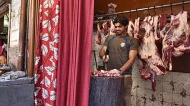 Shops open at Jama Masjid meat market, in Old Gurgaon, India.(HT File Photo) Shops open at Jama Masjid meat market, in Old Gurgaon, India.(HT File Photo)