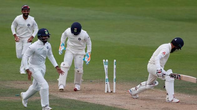 England's Moeen Ali is bowled by India's Ravindra Jadeja. (REUTERS)