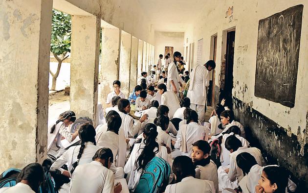 The school, which is more than 50 years old, has 579 children studying in Classes 6 to 12. (Parveen Kumar/HT Photo) The school, which is more than 50 years old, has 579 children studying in Classes 6 to 12. (Parveen Kumar/HT Photo)