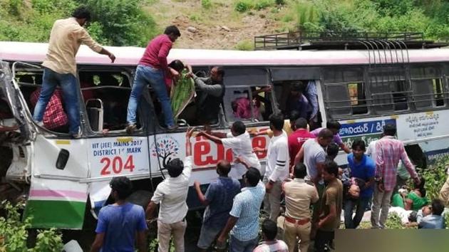 At least 40 people, including 25 women, wer feared dead in a bus accident in Telangana on Tuesday.(ANI)