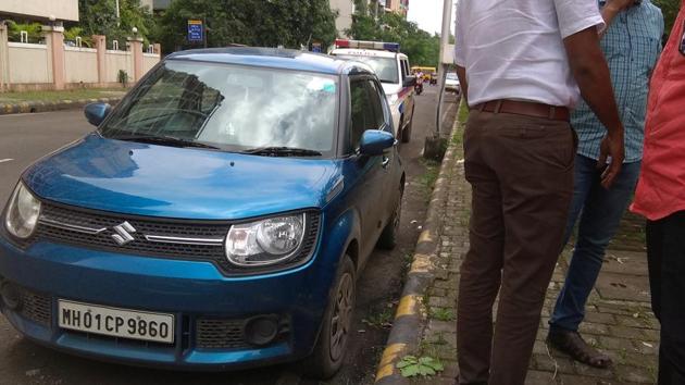 A car with blood stains was found at Sector -11 Kopar Khairane in Navi Mumbai, India, on Friday, September 7, 2018.(Hindustan Times)