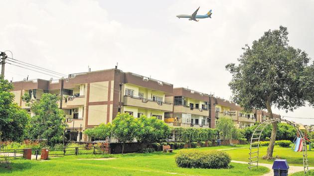 A view of green belt and societies in Sector 48 Chandigarh.(Karun Sharma/HT)