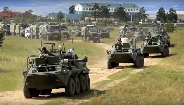 In this frame grab provided by Russian Defense Ministry Press Service on September 11, Russian armoured personnel carriers roll during the military exercises in the Chita region, Eastern Siberia, during the Vostok 2018 exercises in Russia. (AP Photo) In this frame grab provided by Russian Defense Ministry Press Service on September 11, Russian armoured personnel carriers roll during the military exercises in the Chita region, Eastern Siberia, during the Vostok 2018 exercises in Russia. (AP Photo)