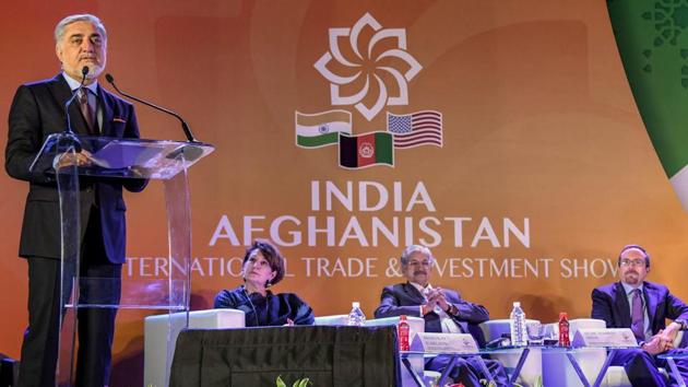 Afghanistan's Chief Executive Abdullah Abdullah (L) speaks at the 'Passage to Prosperity' India-Afghanistan Trade and Investment Show in Mumbai on September 12, 2018.(PTI) Afghanistan's Chief Executive Abdullah Abdullah (L) speaks at the 'Passage to Prosperity' India-Afghanistan Trade and Investment Show in Mumbai on September 12, 2018.(PTI)