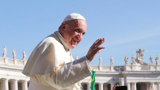 Pope Francis waves as he arrives to lead the Wednesday general audience in Saint Peter's square at the Vatican, September 12, 2018.(REUTERS)