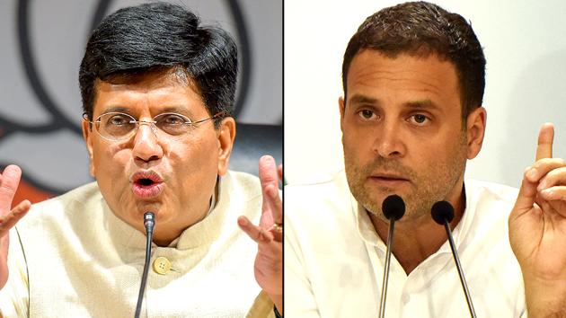 Union minister Piyush Goyal and Congress president Rahul Gandhi held press conferences on Thursday after Vijay Mallya’s claim of meeting Union minister Arun Jaitley sparked off a political storm. Union minister Piyush Goyal and Congress president Rahul Gandhi held press conferences on Thursday after Vijay Mallya’s claim of meeting Union minister Arun Jaitley sparked off a political storm.