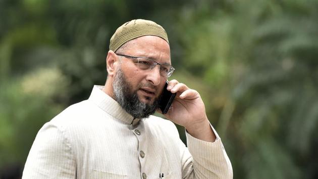 MIM leader Asaduddin Owaisi at Parliament house during the monsoon session in New Delhi. (Mohd Zakir/HT PHOTO) MIM leader Asaduddin Owaisi at Parliament house during the monsoon session in New Delhi. (Mohd Zakir/HT PHOTO)