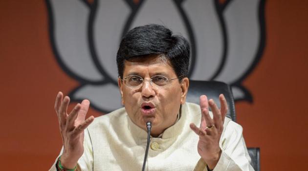 Union minister Piyush Goyal addresses a press conference at the BJP headquarters in New Delhi on September 13, 2018.(PTI)
