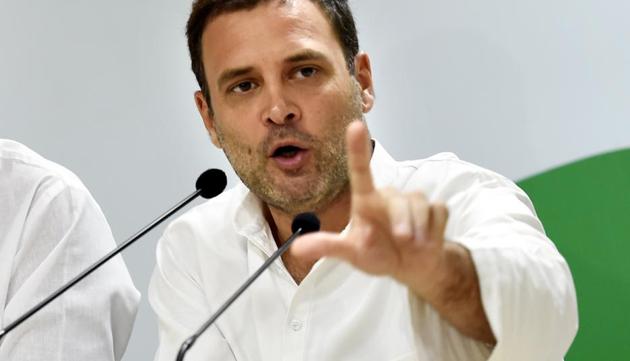 Congress president Rahul Gandhi speaks at a press conference Delhi on September 13, 2018. (Arvind Yadav/HT Photo) Congress president Rahul Gandhi speaks at a press conference Delhi on September 13, 2018. (Arvind Yadav/HT Photo)