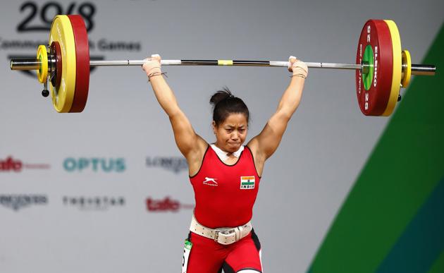 Sanjita Chanu Khumukcham of India makes her final attempt during the Women's 53kg weightlifting final on day two of the Gold Coast 2018 Commonwealth Games.(Getty Images)