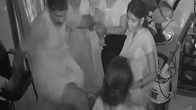 Selvakumar was seen repeatedly kicking a woman and pushing her down in the video. (Screengrab)