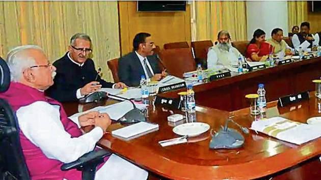 The first-ever BJP government in Haryana will complete its four years under the leadership of CM Manohar Lal Khattar next month. (HT Photo) The first-ever BJP government in Haryana will complete its four years under the leadership of CM Manohar Lal Khattar next month. (HT Photo)
