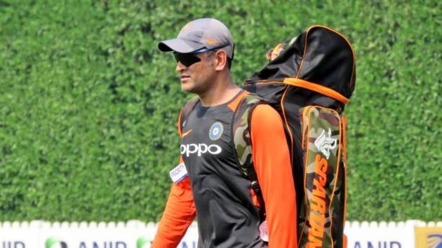 MS Dhoni during practice session in Dubai. (bcci/twitter)