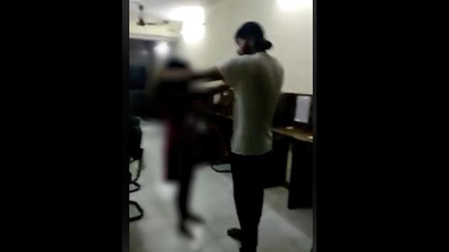 The Delhi youth allegedly seen slapping and kicking a woman after knocking her to the ground in a video that has gone viral on social media.(Screengrab)