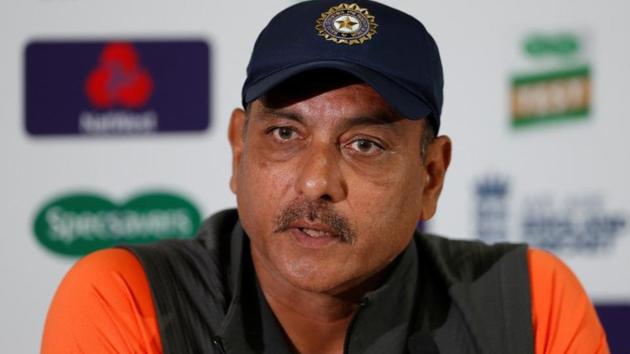 Ravi Shastri reacts during a press conference in England.(REUTERS)