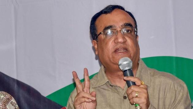 Congress leader Ajay Maken addresses a press conference in New Delhi.(PTI File Photo)