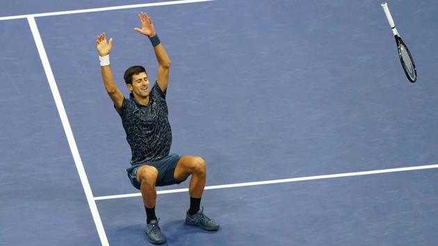 Novak Djokovic of Serbia celebrates his victory over Juan Martin del Potro of Argentina during their 2018 US Open men’s singles final match in New York. (Kena Betancur / AFP)