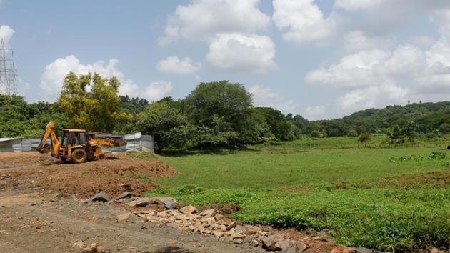 Trenches have been dug and land levelled using mud for building the Metro car shed in Aarey Milk Colony. Environmentalists claim this is in violation of the Supreme Court and National Green Tribunal stays. (Satyabrata Tripathy/HT Photo) Trenches have been dug and land levelled using mud for building the Metro car shed in Aarey Milk Colony. Environmentalists claim this is in violation of the Supreme Court and National Green Tribunal stays. (Satyabrata Tripathy/HT Photo)