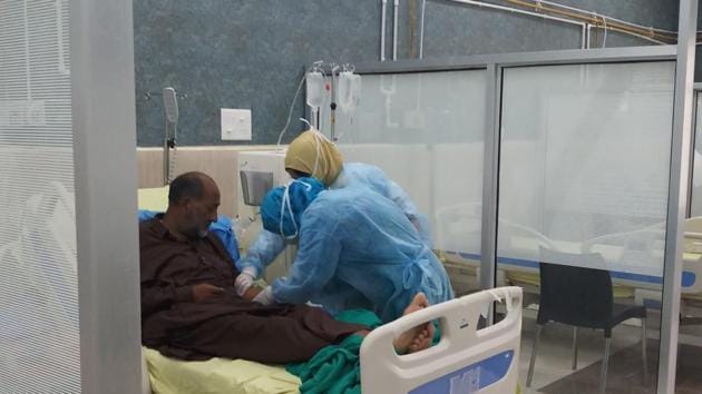A patient is treated at a dialysis centre in south Kashmir. A patient is treated at a dialysis centre in south Kashmir.
