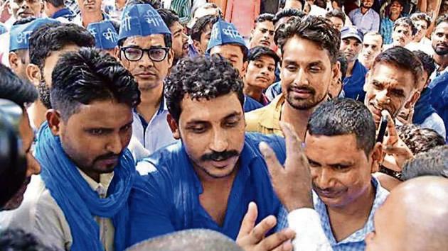 Dalit youth may shift their loyalty to the Bhim Army as they see Chandrashekhar as their role model. (HT File Photo) Dalit youth may shift their loyalty to the Bhim Army as they see Chandrashekhar as their role model. (HT File Photo)