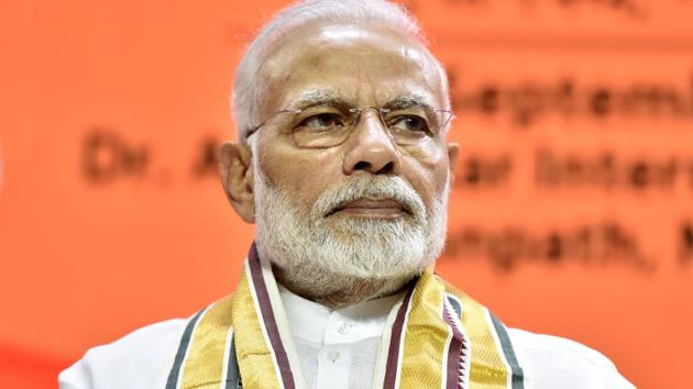 Prime Minister Narendra Modi during the BJP national executive committee meeting in New Delhi.(Sonu Mehta/HT File Photo)