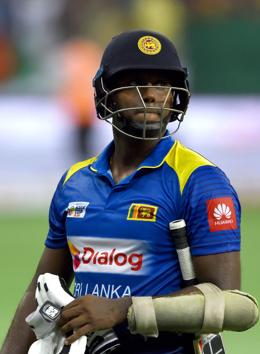 Sri Lanka's cricket team captain Angelo Mathews leaves the field after being dismissed by Bangladesh cricketer Rubel Hossain. (AFP) Sri Lanka's cricket team captain Angelo Mathews leaves the field after being dismissed by Bangladesh cricketer Rubel Hossain. (AFP)