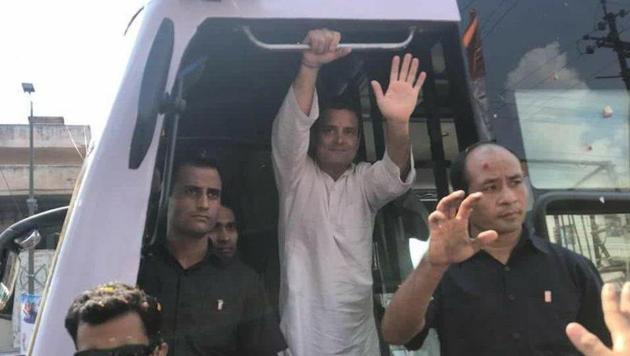 Congress president Rahul Gandhi waves at crowd during a rally in Bhopal on September 17. (MP Congress/Twitter) Congress president Rahul Gandhi waves at crowd during a rally in Bhopal on September 17. (MP Congress/Twitter)